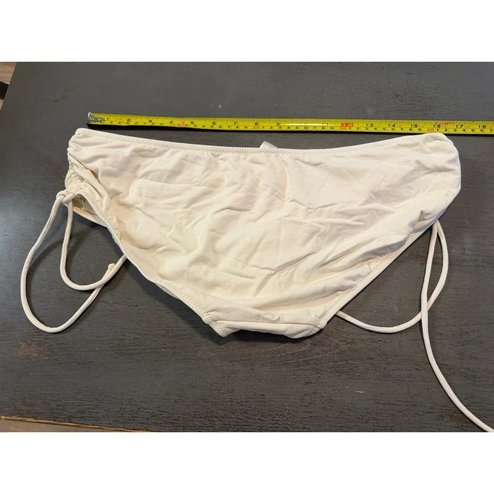 Banana Republic Womens Off White Side Tie Bikini Swim Bottoms Cream Large L